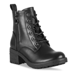 Bottines NOIR Fille Motif Uni Lacets + Fermeture éclair