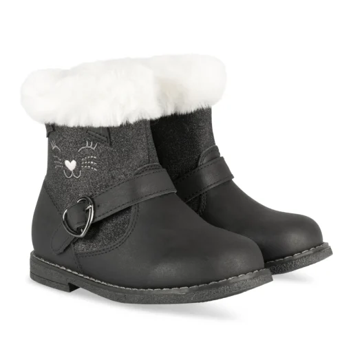 Bottines NOIR Fille Motif Paillettes Fermeture éclair