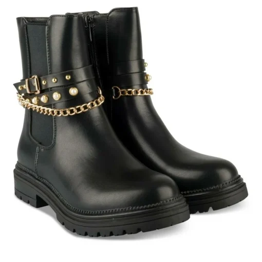 Bottines NOIR Fille Motif Chaîne Fermeture éclair
