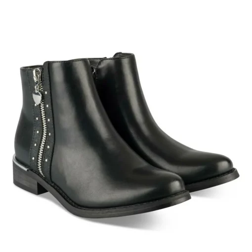 Bottines NOIR Fille Motif Coeurs Fermeture éclair