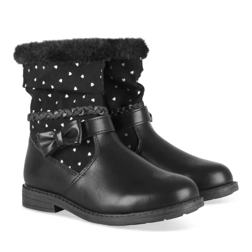 Bottines NOIR Fille Motif Coeurs Fermeture éclair