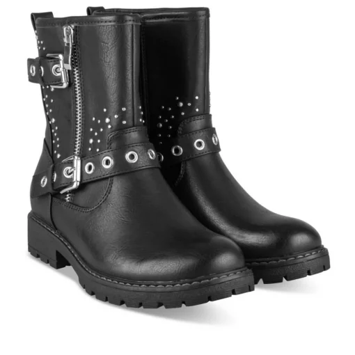 Bottines NOIR Fille Motif Clouté A Enfiler