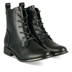 Bottines NOIR Fille Motif Coeurs Lacets