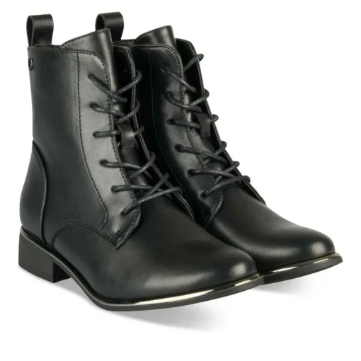 Bottines NOIR Fille Motif Coeurs Lacets