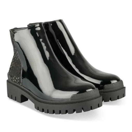 Bottines NOIR Fille Motif Vernis Fermeture éclair