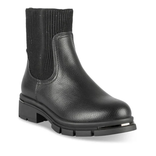 Bottines NOIR Fille Motif Uni Elastique