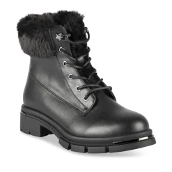 Bottines NOIR Fille Motif Uni Lacets