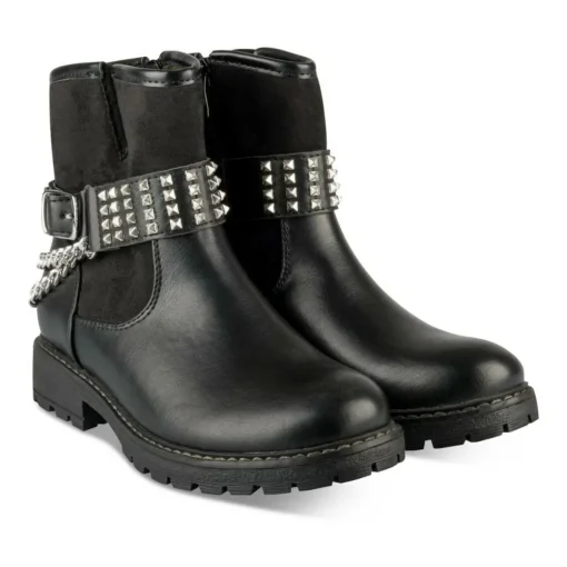 Bottines NOIR Fille Motif Chaîne Fermeture éclair