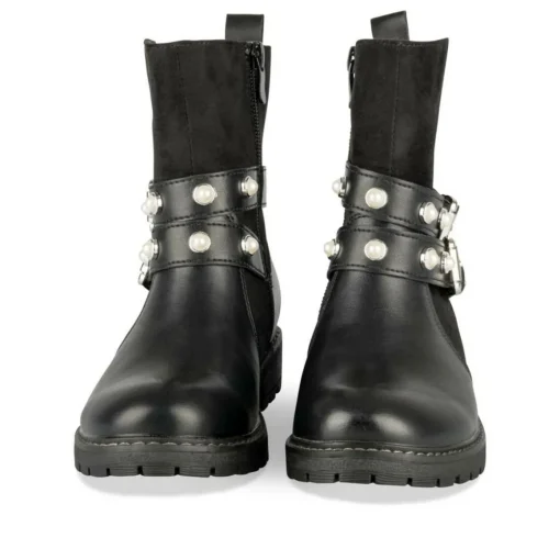 Bottines NOIR Fille Motif Perle Fermeture éclair