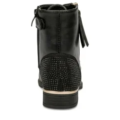 Bottines NOIR Fille Motif Uni Lacets
