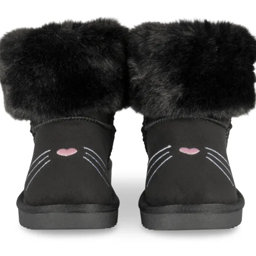 Bottines NOIR Fille Motif Fausse Fourrure A Enfiler
