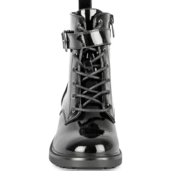 Bottines NOIR Fille Motif Uni Lacets + Fermeture éclair