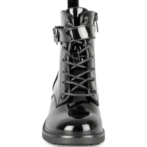 Bottines NOIR Fille Motif Uni Lacets + Fermeture éclair
