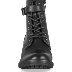 Bottines NOIR Fille Motif Uni Lacets + Fermeture éclair