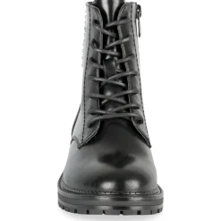 Bottines NOIR Fille Motif Uni Lacets + Fermeture éclair