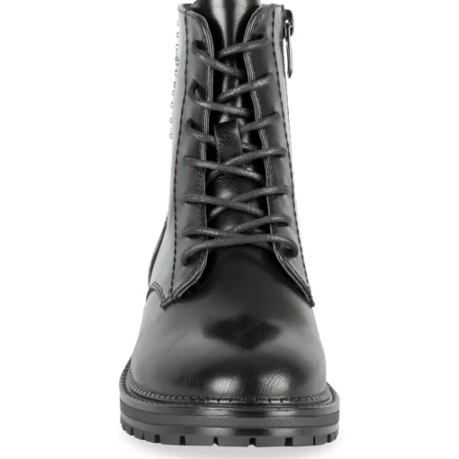 Bottines NOIR Fille Motif Uni Lacets + Fermeture éclair