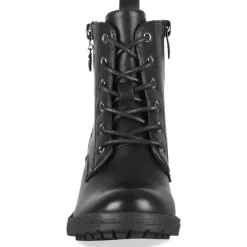 Bottines NOIR Fille Motif Uni Lacets + Fermeture éclair