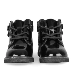 Bottines NOIR Fille Motif Uni Lacets + Fermeture éclair