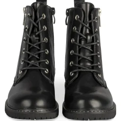 Bottines NOIR Fille Motif Uni Lacets + Fermeture éclair