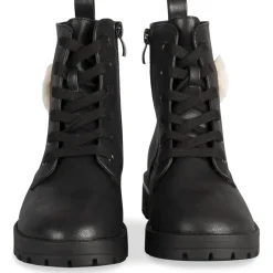 Bottines NOIR Fille Motif Uni Lacets