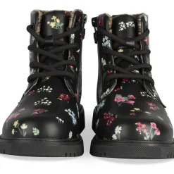 Bottines NOIR Fille Motif Fleuri A Enfiler