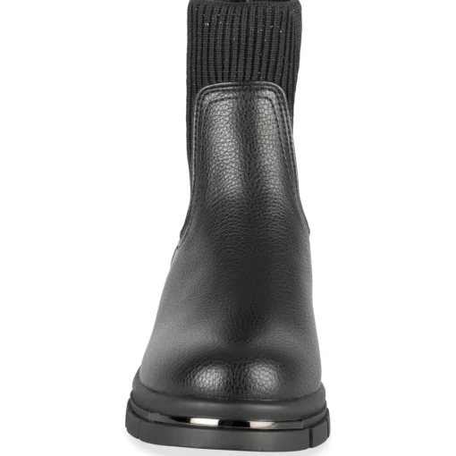 Bottines NOIR Fille Motif Uni Elastique