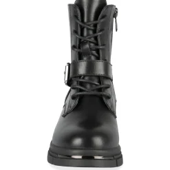 Bottines NOIR Fille Motif Uni Lacets + Fermeture éclair
