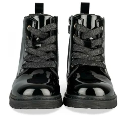 Bottines NOIR Fille Motif Vernis Lacets + Fermeture éclair