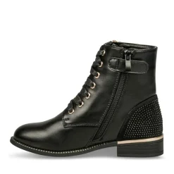 Bottines NOIR Fille Motif Uni Lacets
