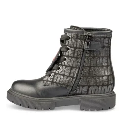 Bottines NOIR Fille Motif Uni Lacets