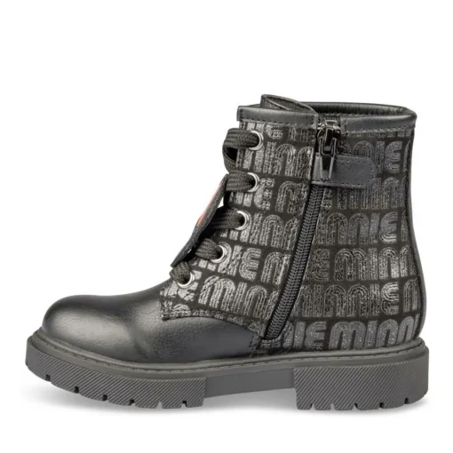 Bottines NOIR Fille Motif Uni Lacets