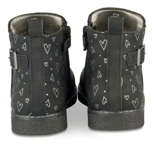 Bottines NOIR Fille Motif Coeurs Fermeture éclair