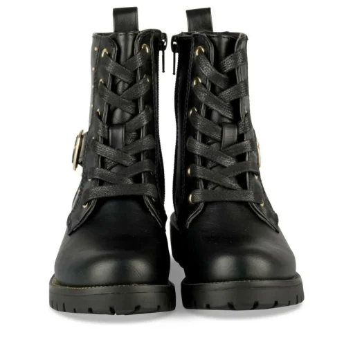 Bottines NOIR Fille Motif Clouté Lacets + Fermeture éclair
