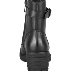 Bottines NOIR Fille Motif Uni Lacets + Fermeture éclair