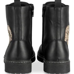 Bottines NOIR Fille Motif Uni Lacets + Fermeture éclair