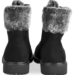 Bottines NOIR Fille Motif Uni Lacets + Fermeture éclair