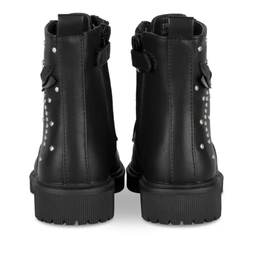 Bottines NOIR Fille Motif Uni Lacets + Fermeture éclair