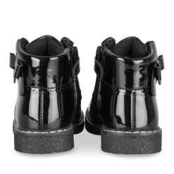 Bottines NOIR Fille Motif Uni Lacets + Fermeture éclair