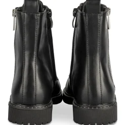 Bottines NOIR Fille Motif Uni Lacets + Fermeture éclair