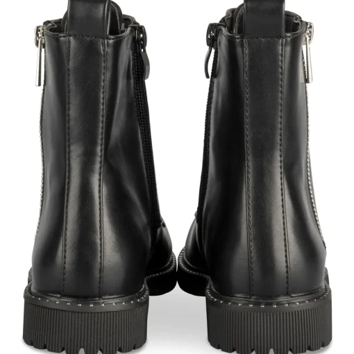 Bottines NOIR Fille Motif Uni Lacets + Fermeture éclair