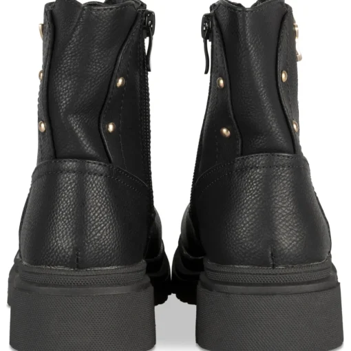 Bottines NOIR Fille Motif Uni Lacets + Fermeture éclair