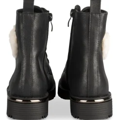 Bottines NOIR Fille Motif Uni Lacets