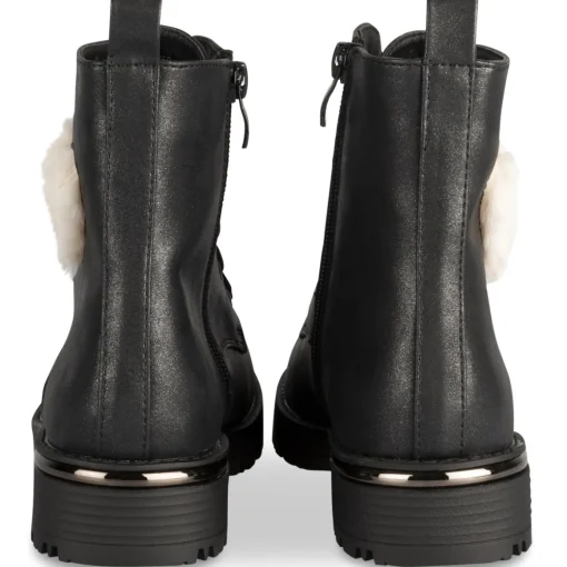 Bottines NOIR Fille Motif Uni Lacets