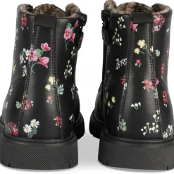 Bottines NOIR Fille Motif Fleuri A Enfiler