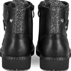 Bottines NOIR Fille Motif Uni Lacets + Fermeture éclair