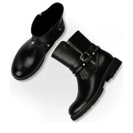 Bottines NOIR Fille Motif Uni Fermeture éclair