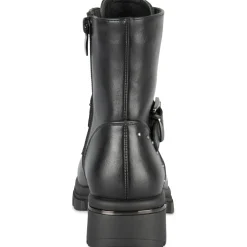 Bottines NOIR Fille Motif Uni Lacets + Fermeture éclair