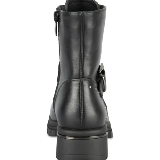 Bottines NOIR Fille Motif Uni Lacets + Fermeture éclair
