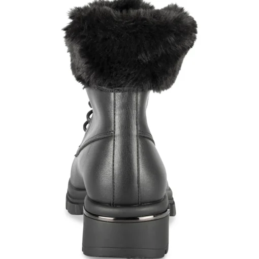 Bottines NOIR Fille Motif Uni Lacets