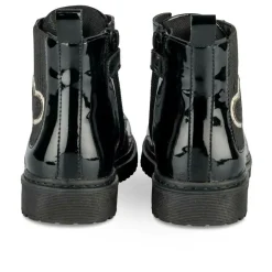 Bottines NOIR Fille Motif Vernis Lacets + Fermeture éclair